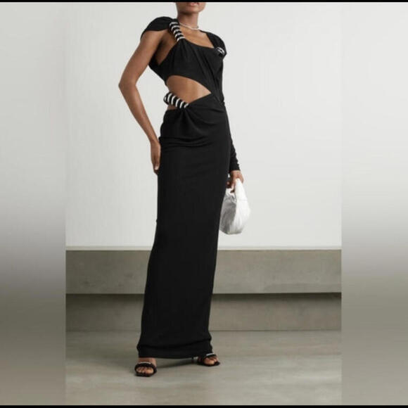 CHRISTOPHER ESBER coiled twisted torso black long sleeve dress - Picture 1 of 9